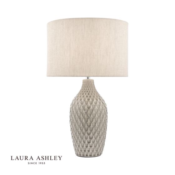 där lighting Laura Ashley Heathfield Ceramic Table Lamp Gloss Grey With Shade