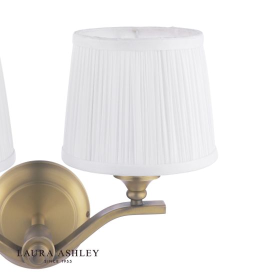 Där Lighting Laura Ashley Hemsley 2 Light Wall Light Matt Antique Brass With Shade