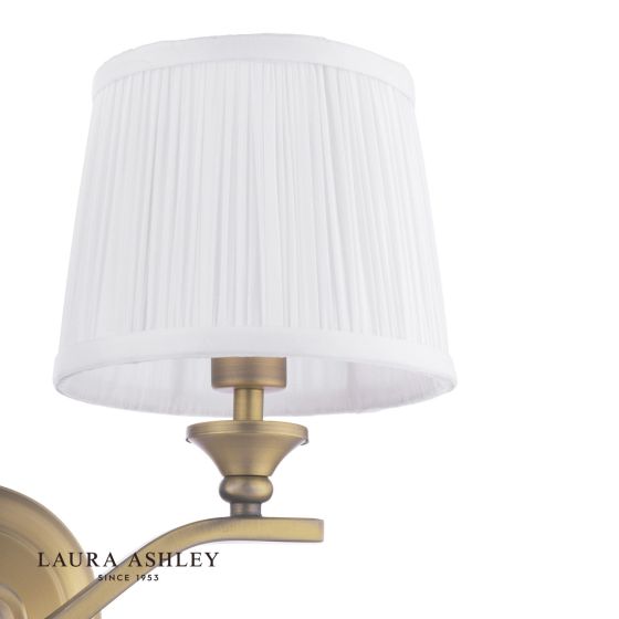 Där Lighting Laura Ashley Hemsley 2 Light Wall Light Matt Antique Brass With Shade