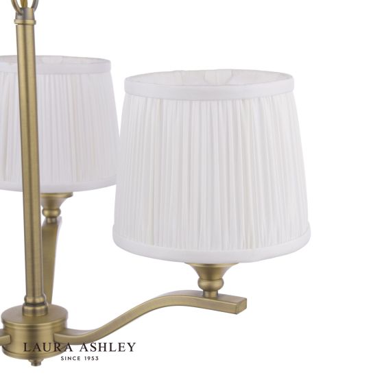 Där Lighting Laura Ashley Hemsley 3 Light Armed Pendant Matt Antique Brass With Shade