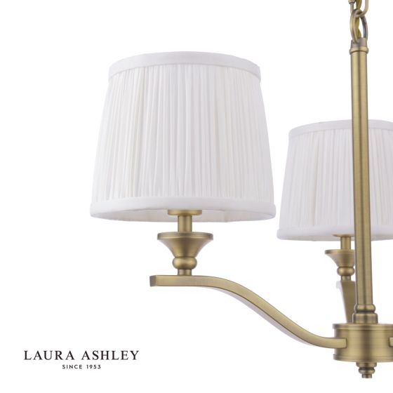 Där Lighting Laura Ashley Hemsley 3 Light Armed Pendant Matt Antique Brass With Shade