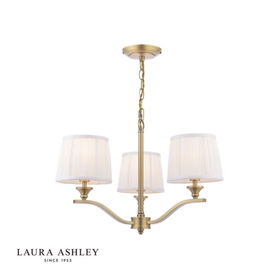 där lighting Laura Ashley Hemsley 3 Light Armed Pendant Matt Antique Brass With Shade