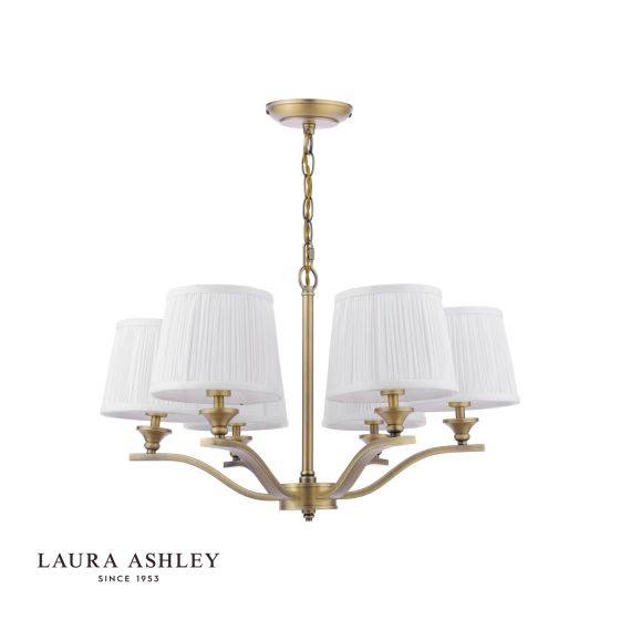Där Lighting Laura Ashley Hemsley 6 Light Chandelier Matt Antique Brass With Shade