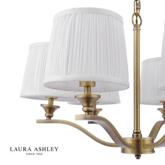 Där Lighting Laura Ashley Hemsley 6 Light Chandelier Matt Antique Brass With Shade