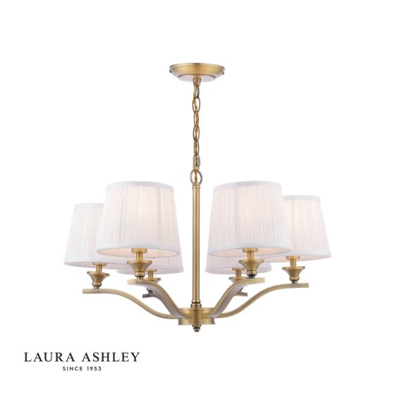 där lighting Laura Ashley Hemsley 6 Light Chandelier Matt Antique Brass With Shade
