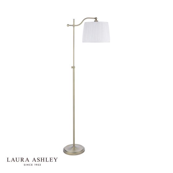 Där Lighting Laura Ashley Hemsley Floor Lamp Antique Brass And Ivory With Shade