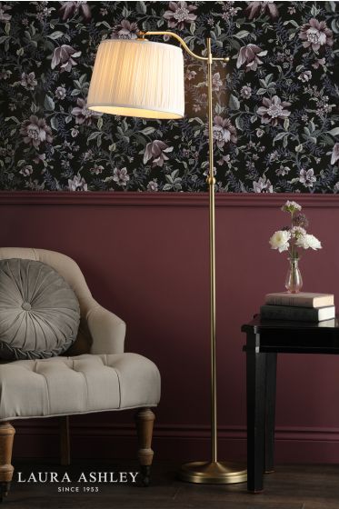 Där Lighting Laura Ashley Hemsley Floor Lamp Antique Brass And Ivory With Shade