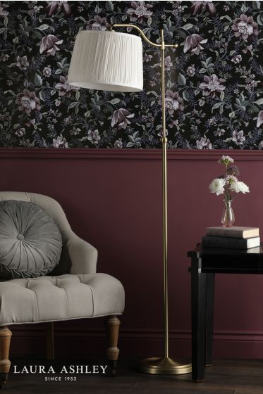 Där Lighting Laura Ashley Hemsley Floor Lamp Antique Brass And Ivory With Shade