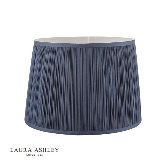 Där Lighting Laura Ashley Hemsley Pleated Silk Empire Drum Shade Blue 35cm/14 Inch