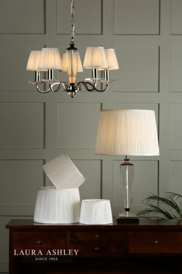 Där Lighting Laura Ashley Hemsley Pleated Silk Empire Drum Shade Cream 25cm/10 Inch