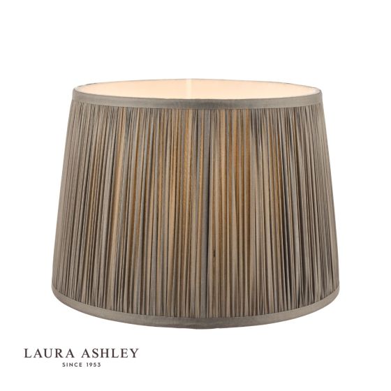 där lighting Laura Ashley Hemsley Pleated Silk Empire Drum Shade Grey 25cm/10 inch