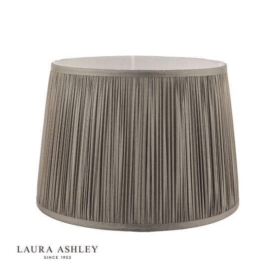 Där Lighting Laura Ashley Hemsley Pleated Silk Empire Drum Shade Grey 30cm/12 Inch