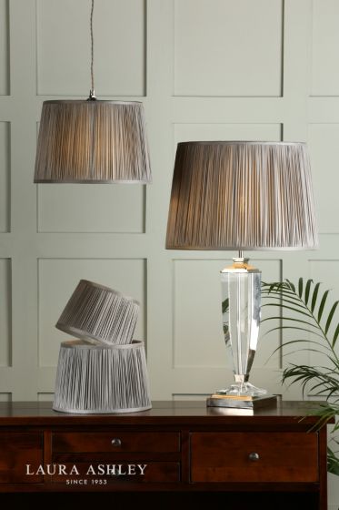 Där Lighting Laura Ashley Hemsley Pleated Silk Empire Drum Shade Grey 30cm/12 Inch
