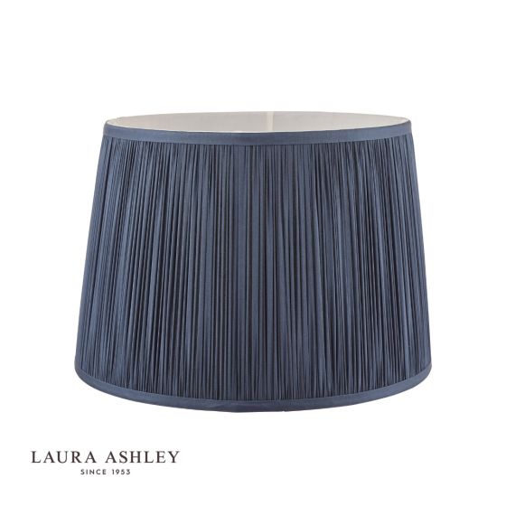 Där Lighting Laura Ashley Hemsley Pleated Silk Empire Drum Shade Midnight Blue 20cm/8 Inch