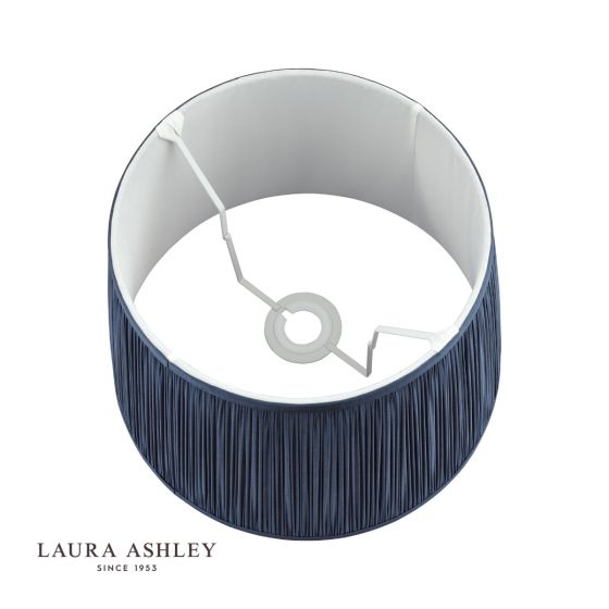 Där Lighting Laura Ashley Hemsley Pleated Silk Empire Drum Shade Midnight Blue 30cm/12 Inch
