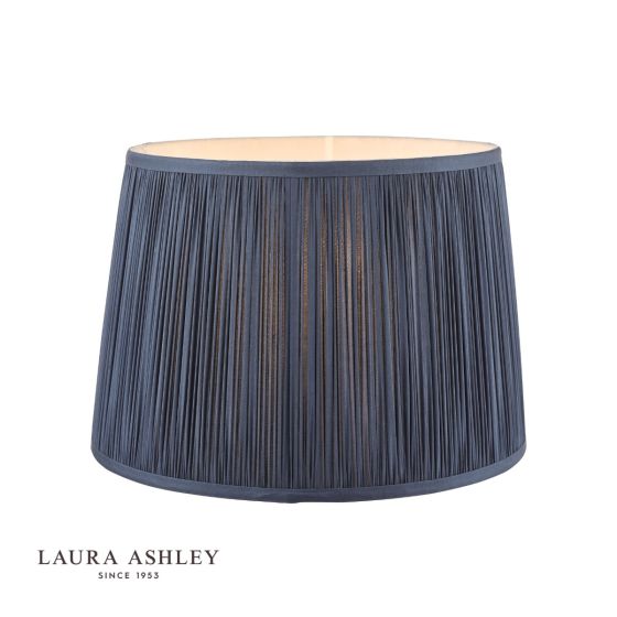 där lighting Laura Ashley Hemsley Pleated Silk Empire Drum Shade Midnight Blue 30cm/12 inch