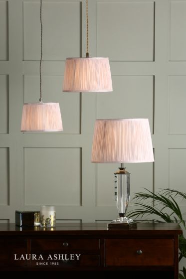 Där Lighting Laura Ashley Hemsley Pleated Silk Empire Drum Shade Pink 25cm/10 Inch