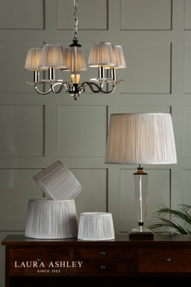 Där Lighting Laura Ashley Hemsley Pleated Silk Empire Drum Shade Silver 20cm/8 Inch