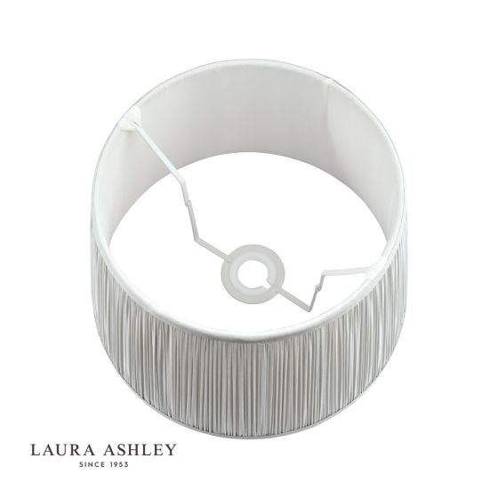 Där Lighting Laura Ashley Hemsley Pleated Silk Empire Drum Shade Silver 25cm/10 Inch