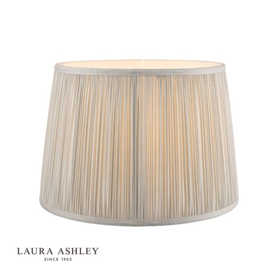 där lighting Laura Ashley Hemsley Pleated Silk Empire Drum Shade Silver 35cm/14 Inch