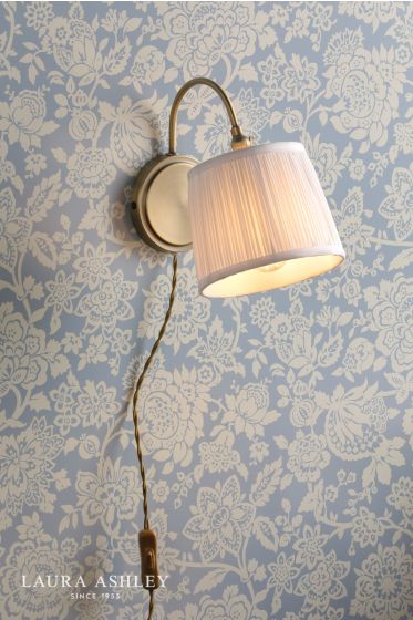 Där Lighting Laura Ashley Hemsley Plugged Wall Light Antique Brass With Shade