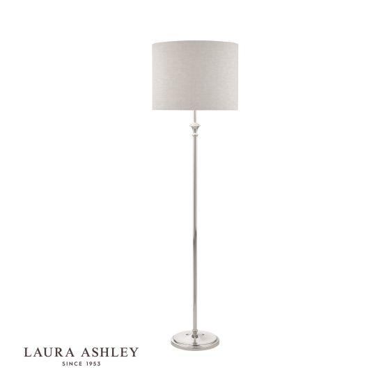 Där Lighting Laura Ashley Highgrove Floor Lamp Polished Nickel With Shade
