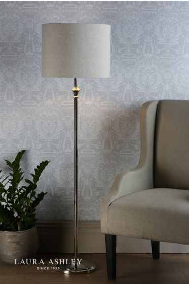 Där Lighting Laura Ashley Highgrove Floor Lamp Polished Nickel With Shade