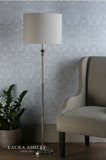 Där Lighting Laura Ashley Highgrove Floor Lamp Polished Nickel With Shade