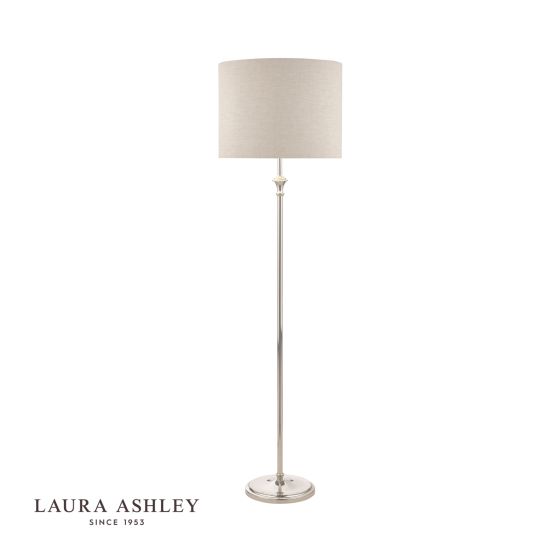 där lighting Laura Ashley Highgrove Floor Lamp Polished Nickel With Shade