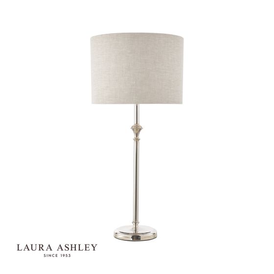 där lighting Laura Ashley Highgrove Table Lamp Polished Nickel With Shade