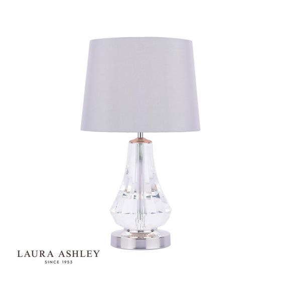 där lighting Laura Ashley Humby Touch Table Lamp Crystal & Polished Nickel With Shade