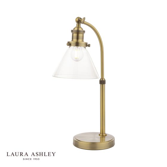 där lighting Laura Ashley Isaac Desk Lamp Antique Brass and Glass