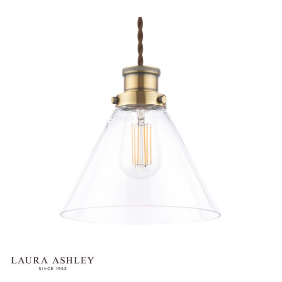 Där Lighting Laura Ashley Isaac Easy Fit Pendant Antique Brass And Glass