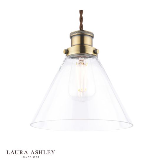 Där Lighting Laura Ashley Isaac Easy Fit Pendant Antique Brass And Glass