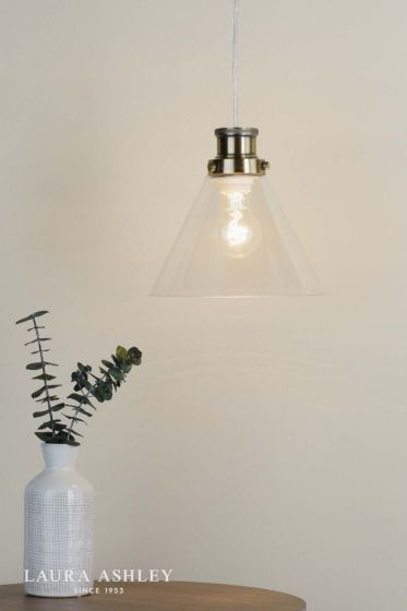 Där Lighting Laura Ashley Isaac Easy Fit Pendant Antique Brass And Glass