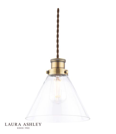 där lighting Laura Ashley Isaac Easy Fit Pendant Antique Brass and Glass