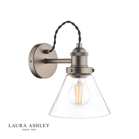 Där Lighting Laura Ashley Isaac Industrial Nickel 1 Light Wall Light