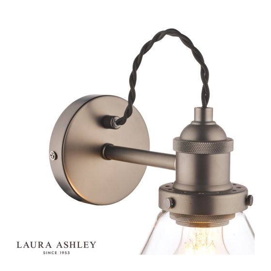 Där Lighting Laura Ashley Isaac Industrial Nickel 1 Light Wall Light