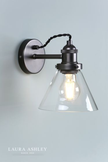 Där Lighting Laura Ashley Isaac Industrial Nickel 1 Light Wall Light