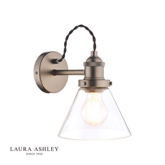 där lighting Laura Ashley Isaac Industrial Nickel 1 Light Wall Light