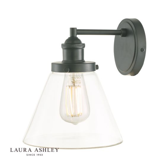 Där Lighting Laura Ashley Isaac Outdoor Wall Light Charcoal Glass IP44
