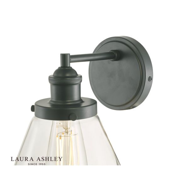 Där Lighting Laura Ashley Isaac Outdoor Wall Light Charcoal Glass IP44