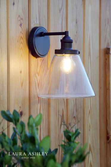 Där Lighting Laura Ashley Isaac Outdoor Wall Light Charcoal Glass IP44