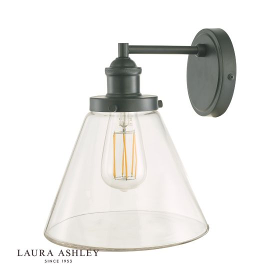 där lighting Laura Ashley Isaac Outdoor Wall Light Charcoal Glass IP44
