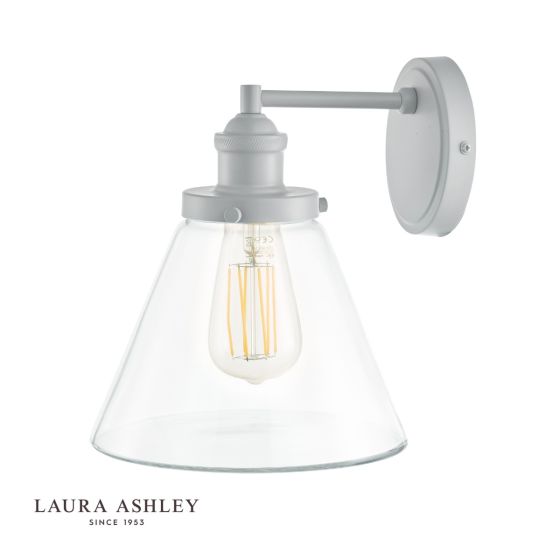 Där Lighting Laura Ashley Isaac Outdoor Wall Light Pale Slate Grey Glass IP44