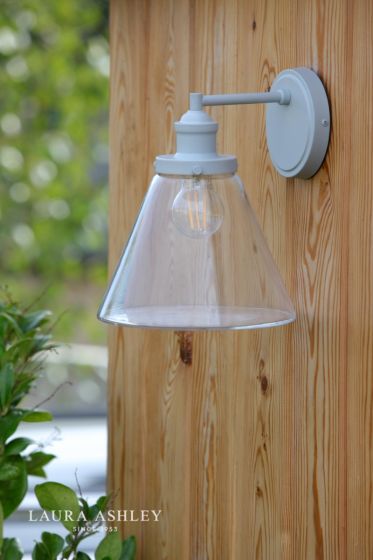 Där Lighting Laura Ashley Isaac Outdoor Wall Light Pale Slate Grey Glass IP44