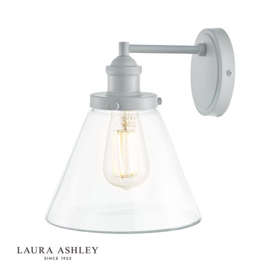 där lighting Laura Ashley Isaac Outdoor Wall Light Pale Slate Grey Glass IP44