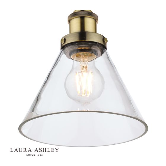 Där Lighting Laura Ashley Isaac Pendant Antique Brass Glass