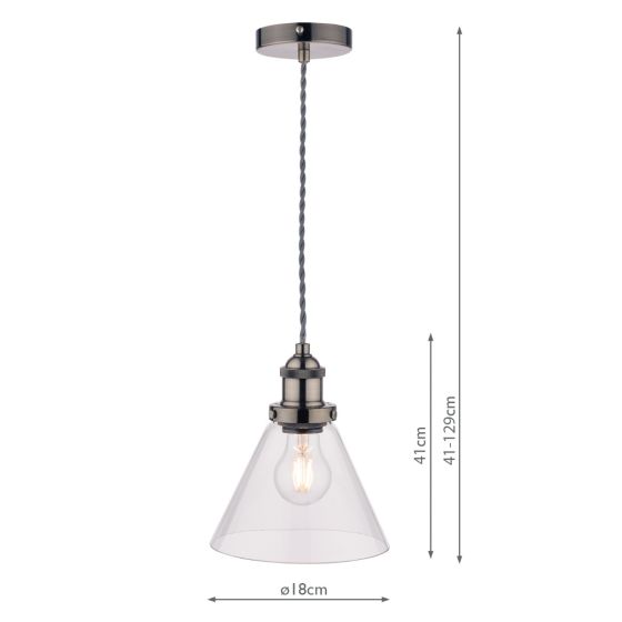 Där Lighting Laura Ashley Isaac Pendant Satin Nickel Glass