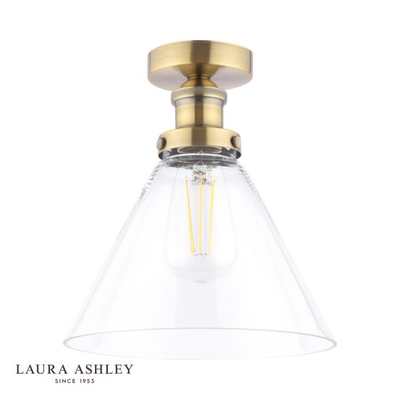 Där Lighting Laura Ashley Isaac Semi-Flush Antique Brass And Glass